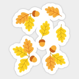 Autumn oak leaf and acorn pattern Sticker